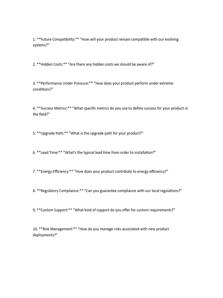 Key Questions for Product Evaluation | PDF | Risk Management ...