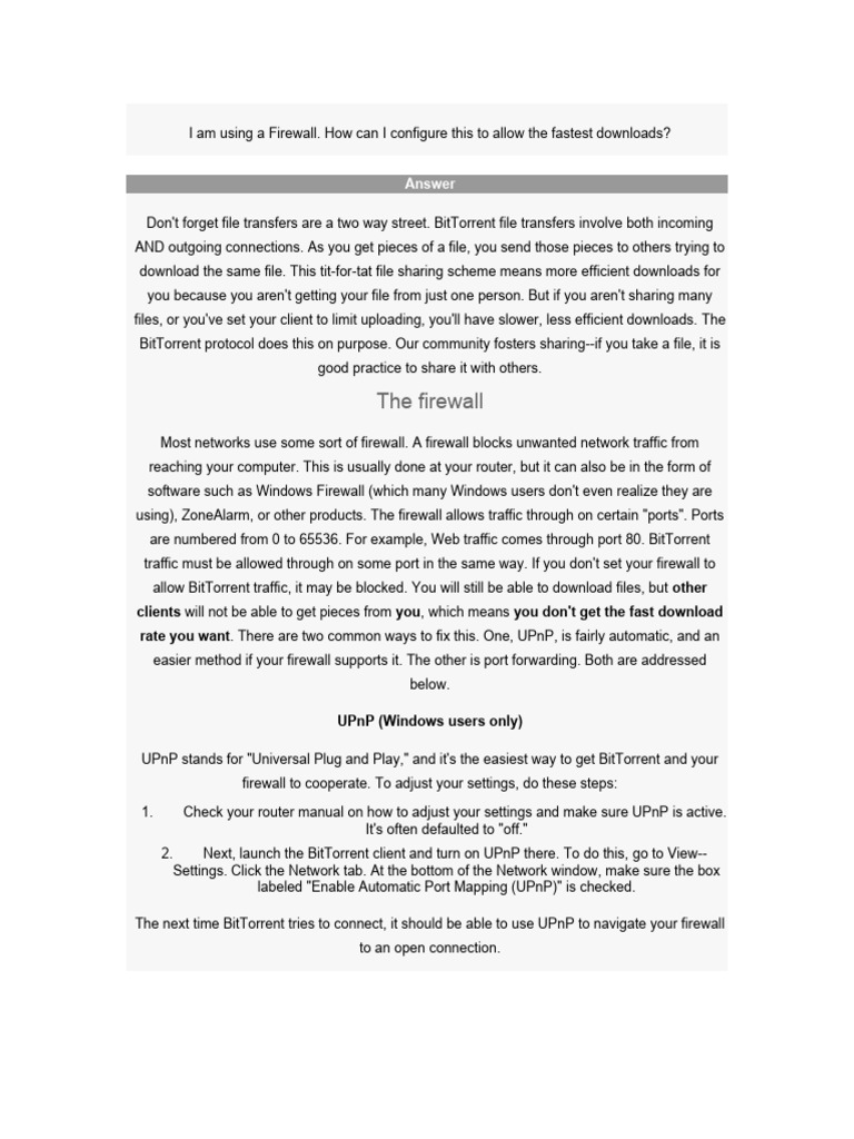Configuring Firewall for BitComet Speed | PDF | Port (Computer ...