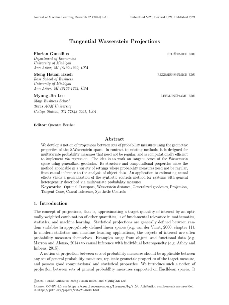 Tangential Wasserstein Projections Explained | PDF | Mathematical ...