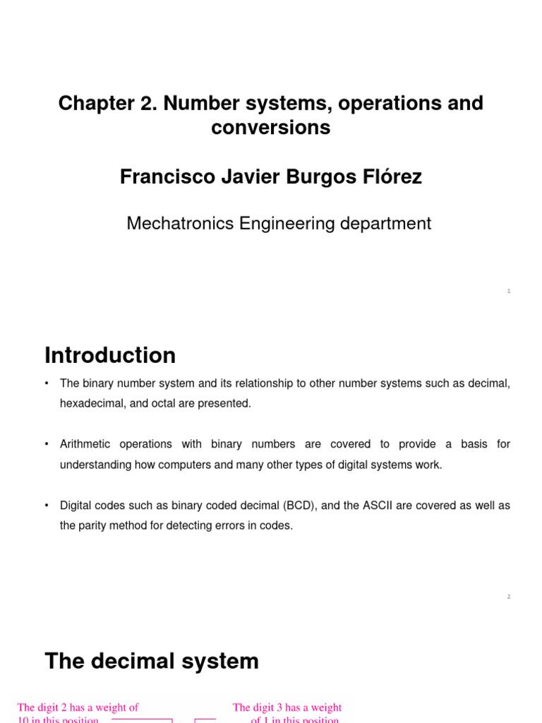 Chapter2 Numbering Systems and Conversions | PDF | Subtraction | Binary ...
