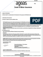 Sample Certificate of Motor Insurance
