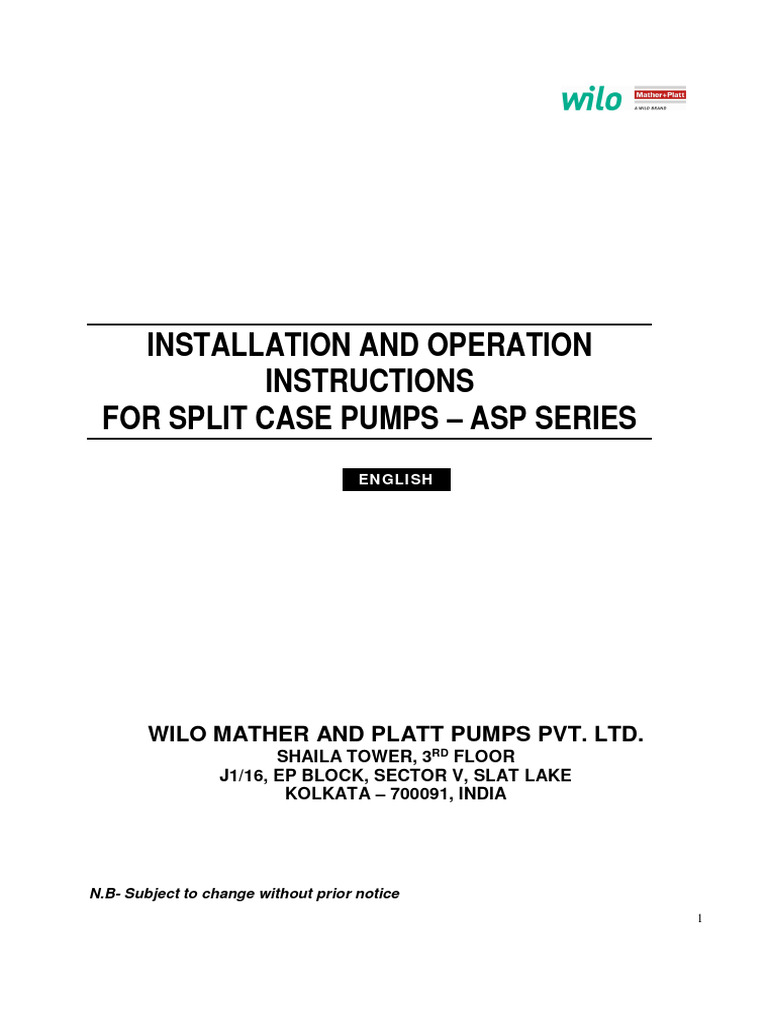 ASP Series Pump Installation Guide | PDF | Pump | Valve