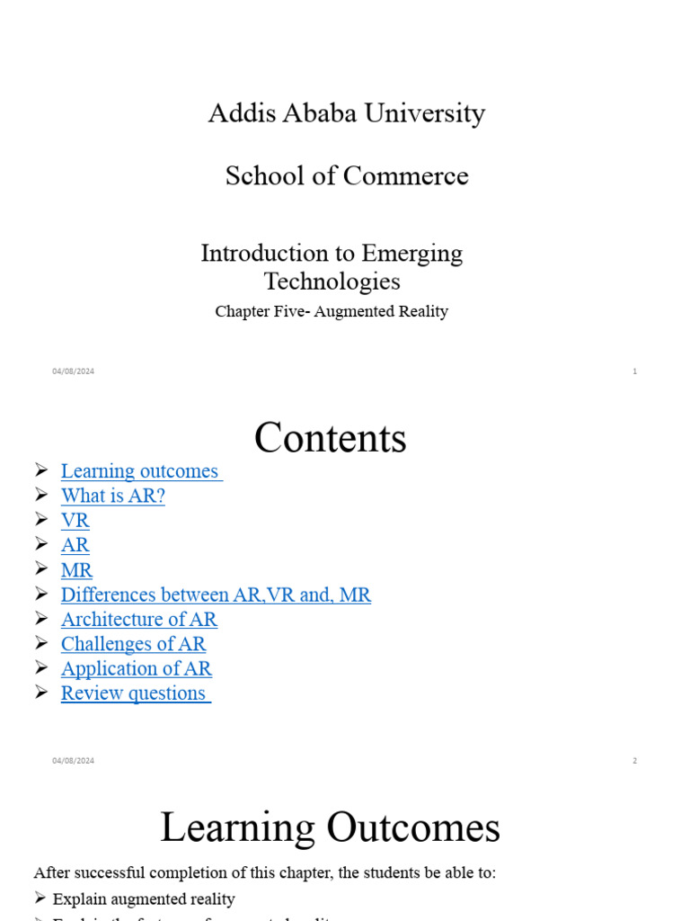 Chapter 5 AR New | Download Free PDF | Virtual Reality | Augmented Reality