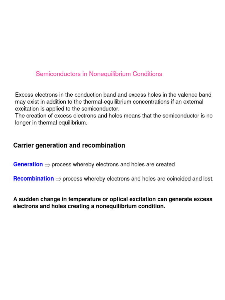 Carrier Generation and Recombination in Semiconductors | PDF ...