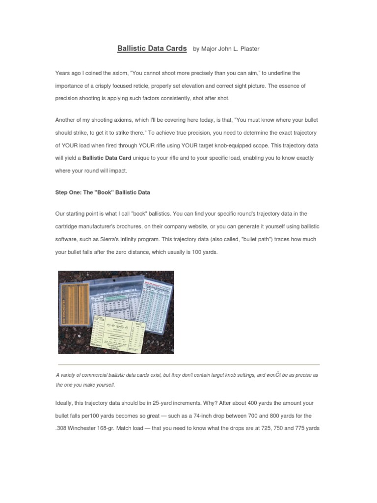 Ballistic Data Cards | PDF | Minute And Second Of Arc | Telescopic Sight