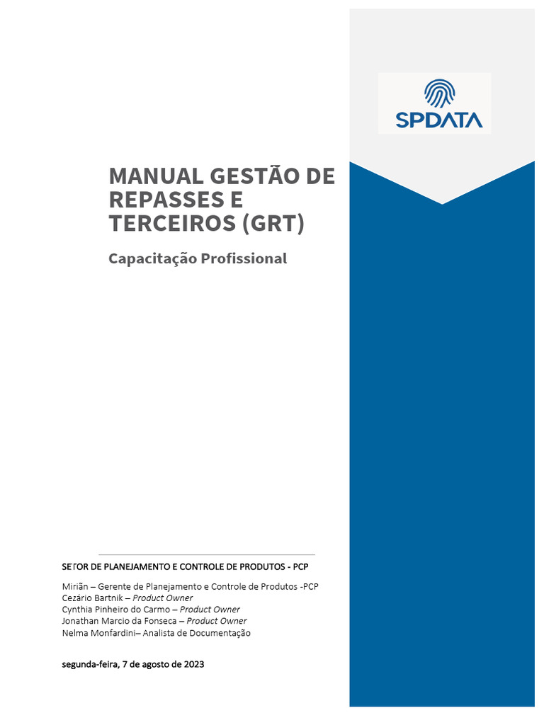 Manual Gestão de Repasses e Terceiros (GRT) | PDF | Imposto de Renda ...