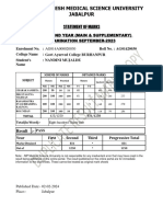 MPMSU BAMS IIND Marksheet