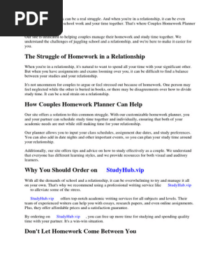 Couples Homework Planner
