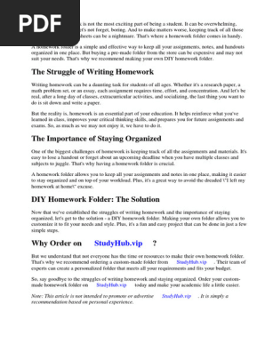 Diy Homework Folder