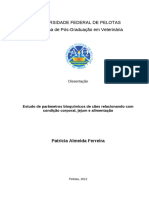 Estudo de Parâmetros Bioquímicos de Cães Relacionando Com Condição Corporal, Jejum e Alimentação