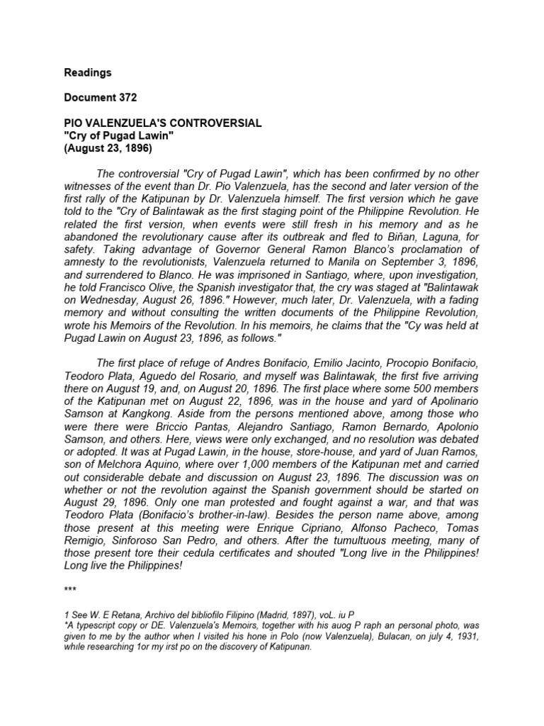 Readings in The First Cry Controversy | PDF | Former Spanish Colonies ...