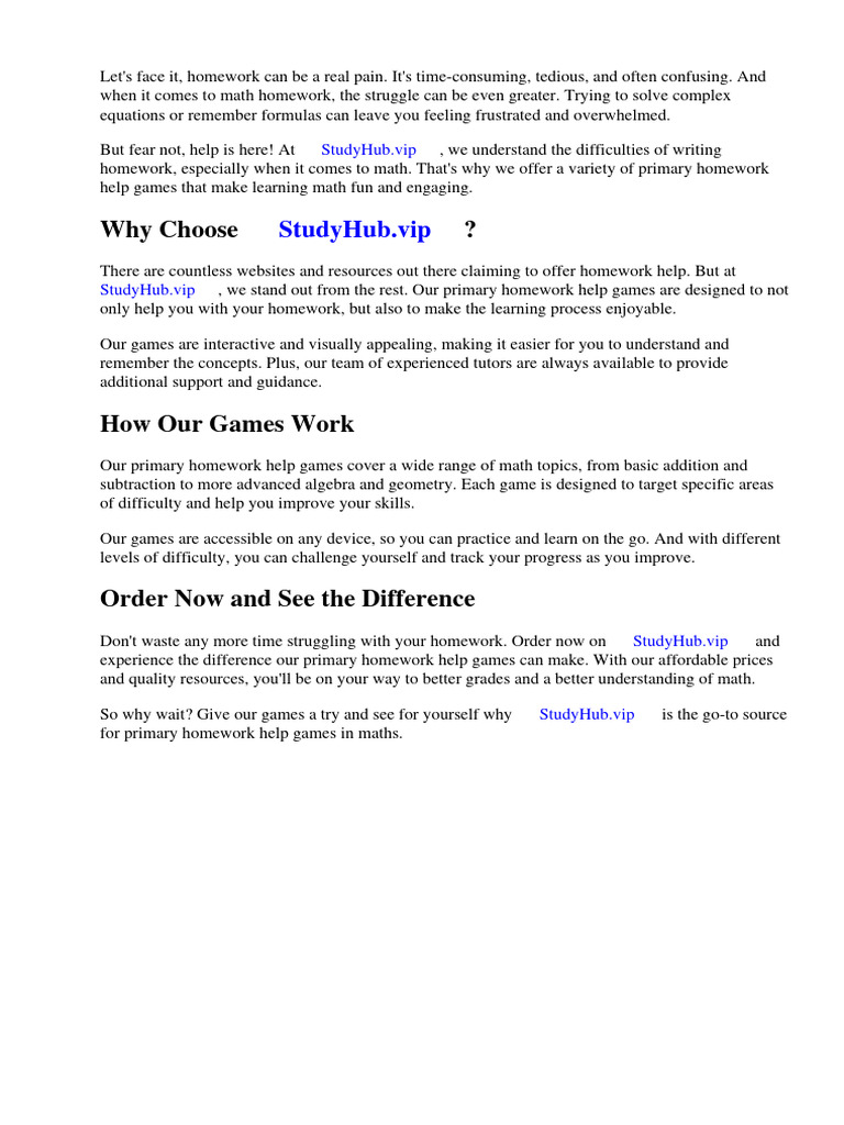 Primary Homework Help Games Maths | PDF | Mathematics | Homework