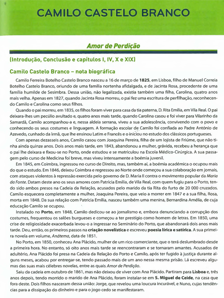 Amor e Conflito em "Amor de Perdição" | PDF | História | Mistério ...