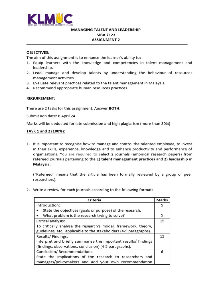 Talent Assignment 2 | PDF | American Psychological Association | Talent ...