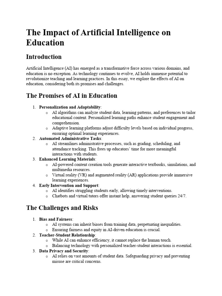 AI's Transformative Role in Education | PDF | Artificial Intelligence ...