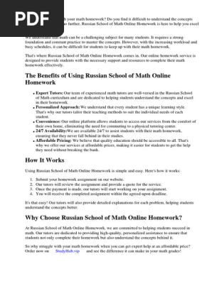 Russian School of Math Online Homework
