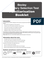 Familiarisation Booklet - Bexley Selection Test