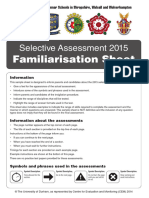 Familiarisation Sheet Entry 2015