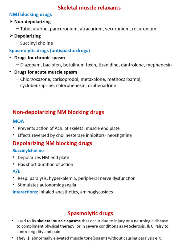 04 Skeletal Muscle Relaxants | PDF | Drugs | Clinical Medicine