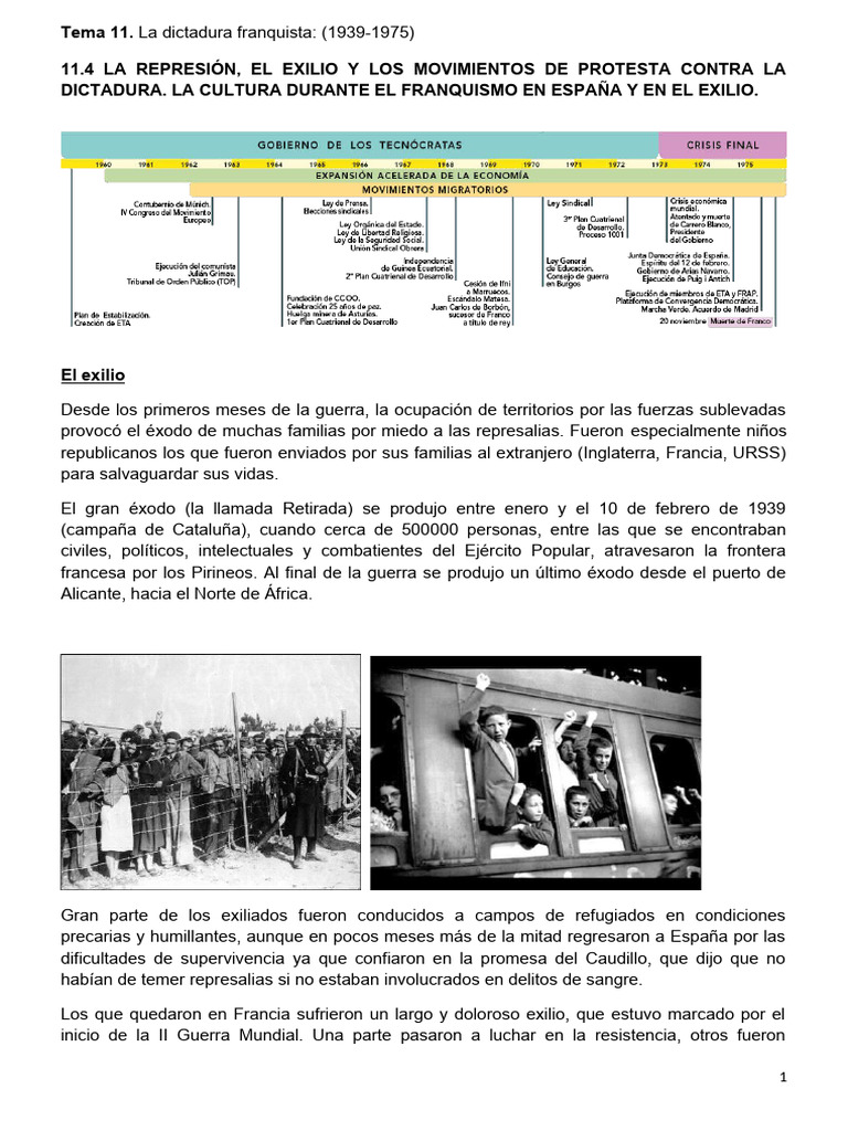 11.4 La Represión, El Exilio y Los Movimientos de Protesta Contra La ...