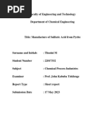 Manufacture of Sulfuric Acid From Pyrite (Report)