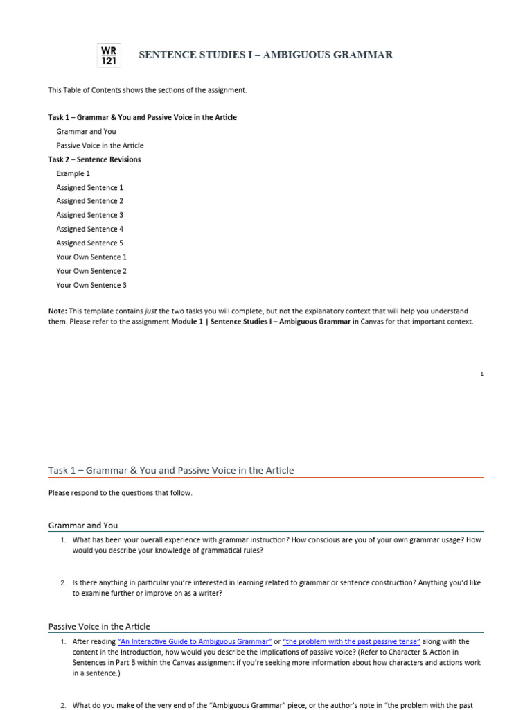 Ambiguous Grammar and Sentence Revision | PDF | Subject (Grammar) | Grammar