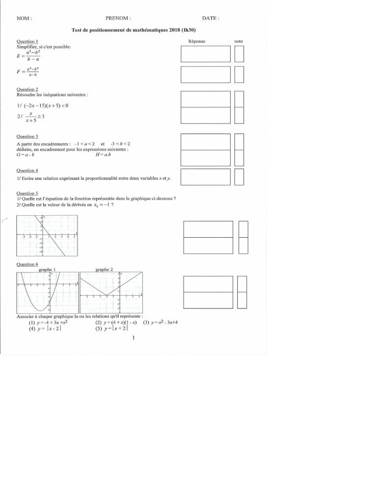 160 5 Test Maths 2018 | PDF