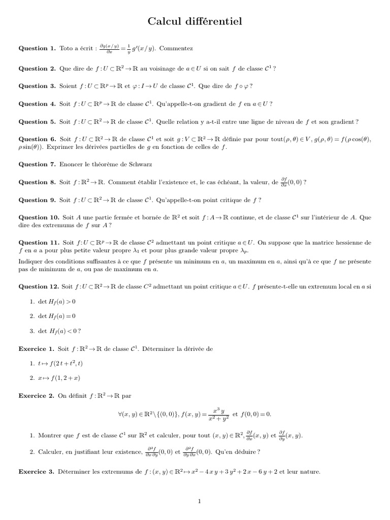 Introduction au calcul différentiel | PDF | Physique mathématique ...
