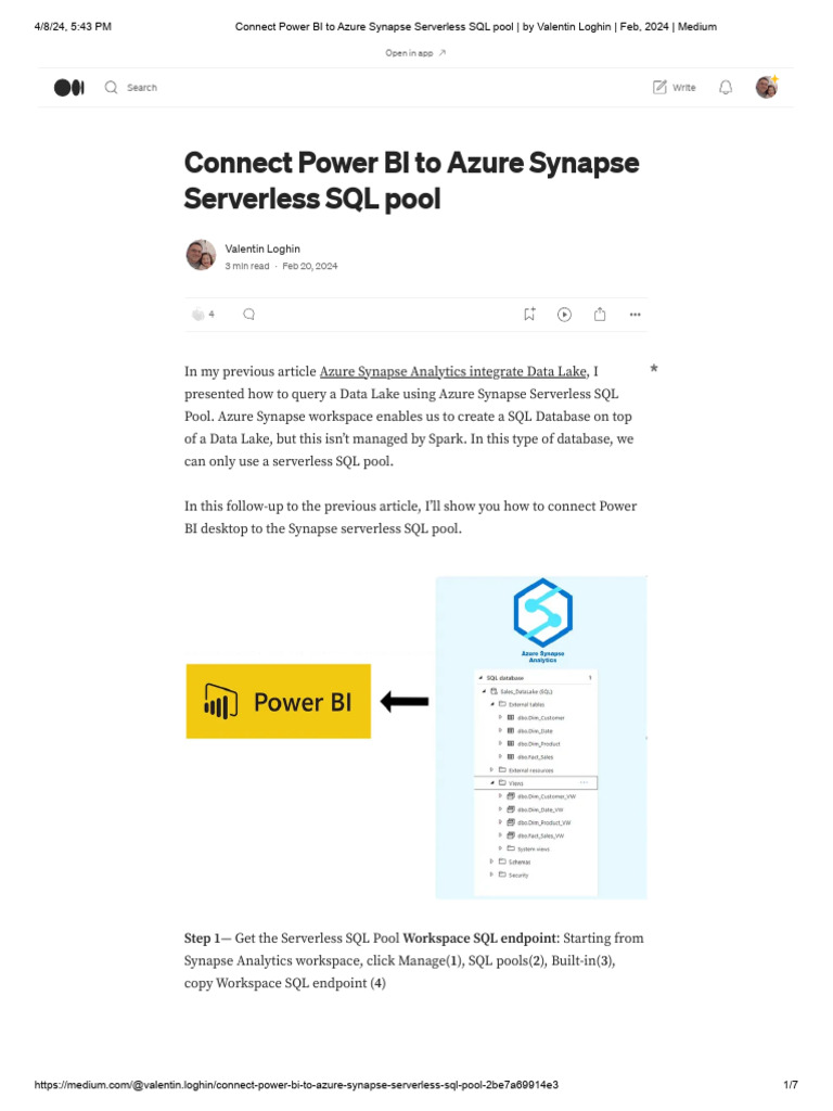 Connect Power BI To Azure Synapse Serverless SQL Pool | PDF | Sql ...