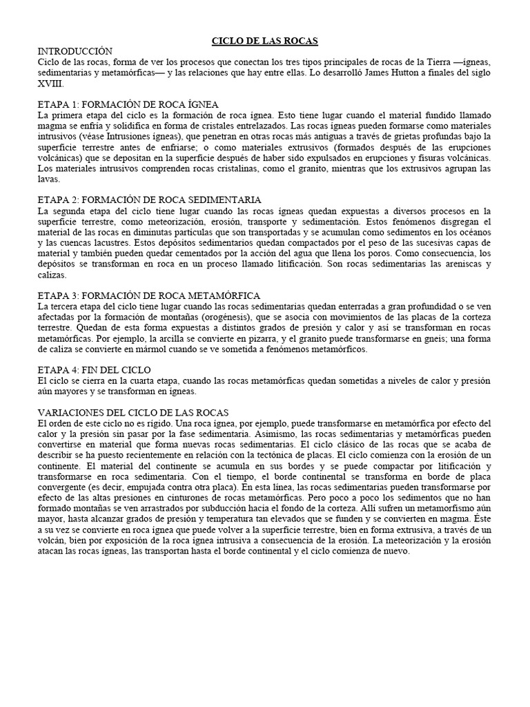 Ciclo de Las Rocas | PDF | Roca (geología) | Roca ígnea