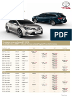 Akciový cenník Toyota Avensis 2012 platný pre Slovensko od novembra 2011
