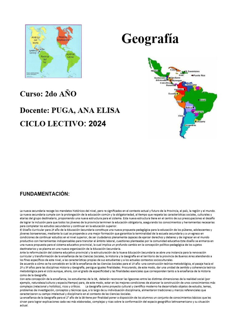 Planificación 2do Año | PDF | Geografía | Mapa