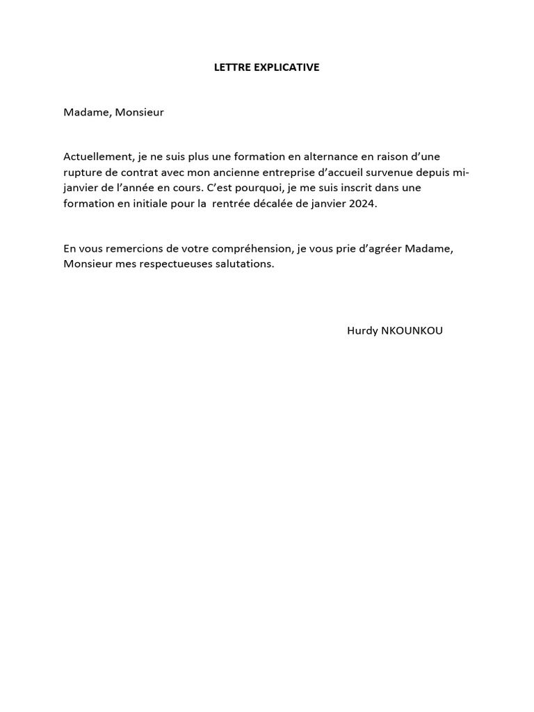 Lettre explicative pour rentrée décalée | PDF