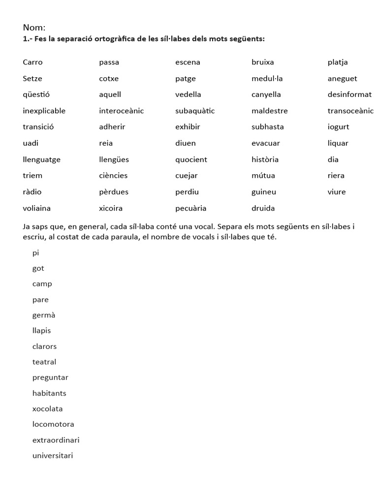Separació de Sil Labes | PDF