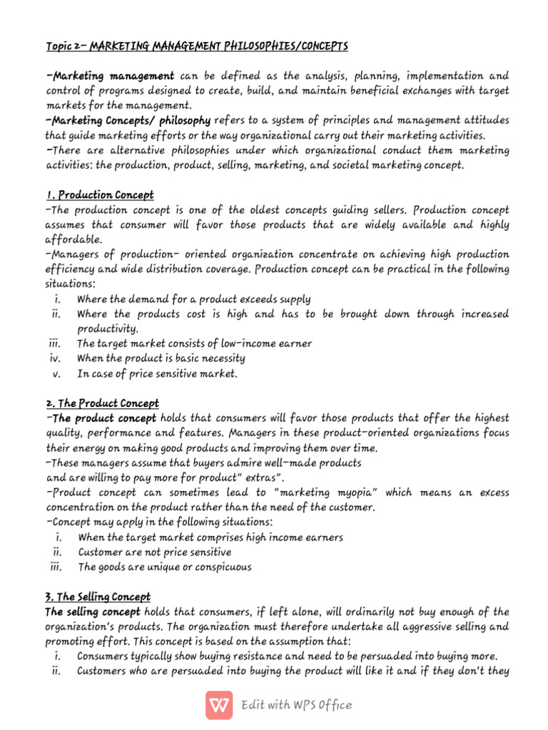 Marketing Management Concepts Explained | PDF | Marketing | Customer
