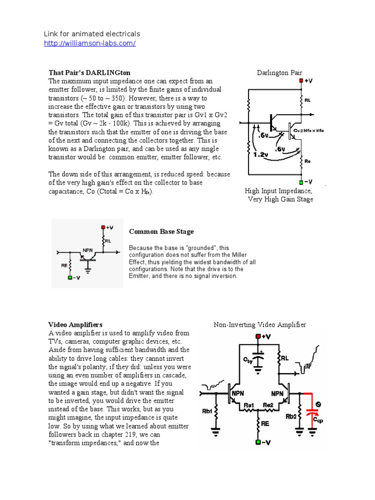 That Pair'S Darlington Link For Animated Electricals PDF Amplifier