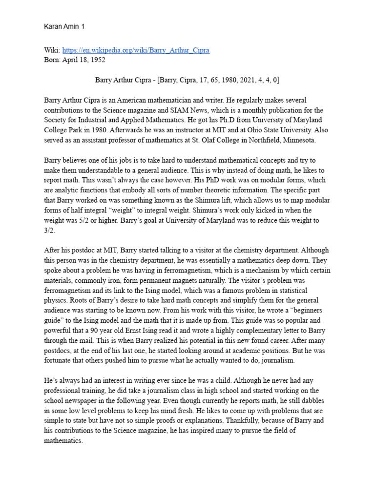 Barry Cipra | PDF | Mathematics | Ferromagnetism