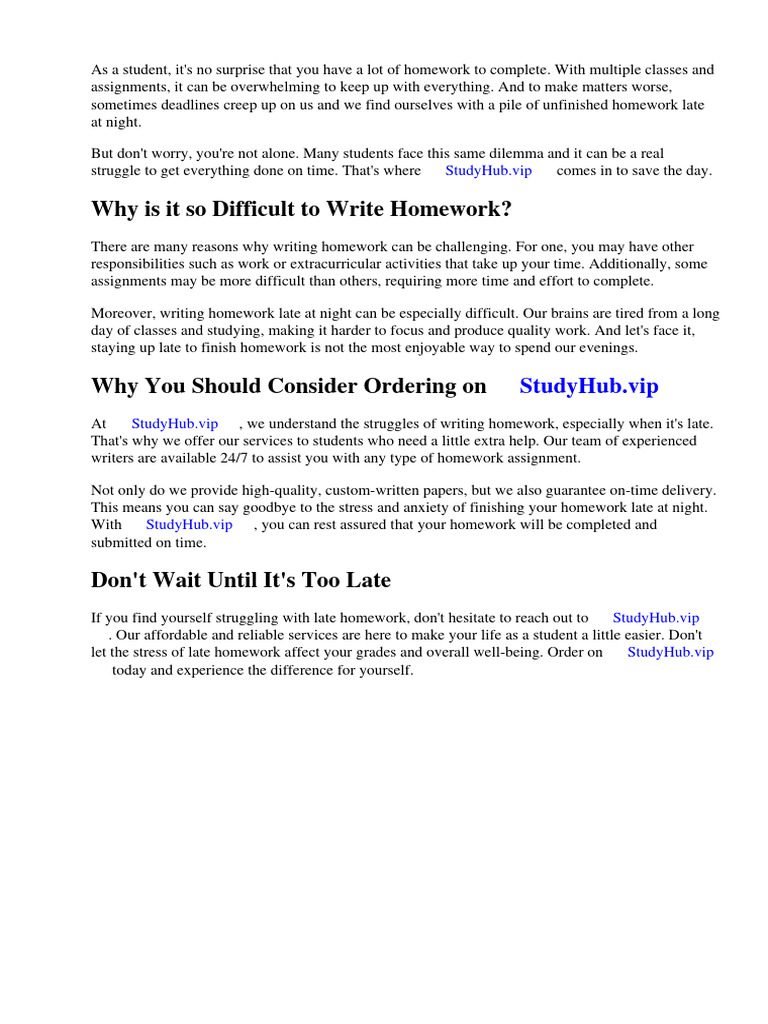 I Have So Much Homework and Its Late | Download Free PDF | Homework