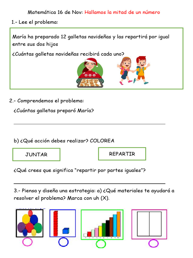 Hallar La Mitad Problema De Galletas Pdf Crecimiento Personal Y