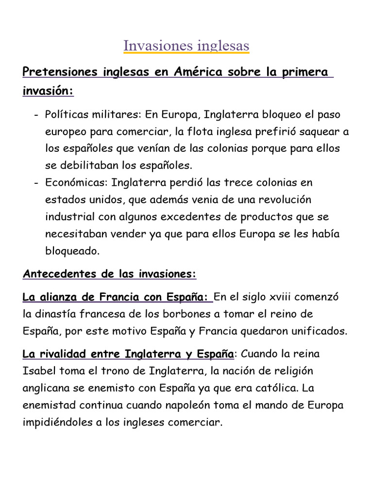 Invasiones Inglesas en América: Causas y Consecuencias | PDF ...