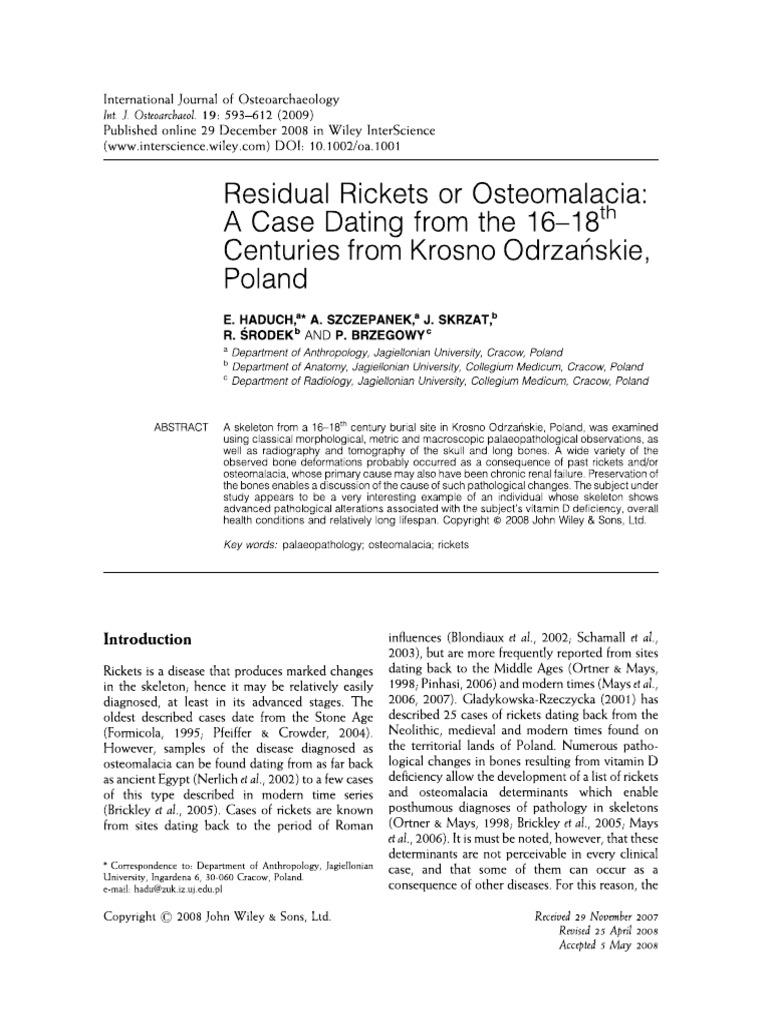 Residual Rickets or Osteomalacia - A Case Dating From The 16-18th ...