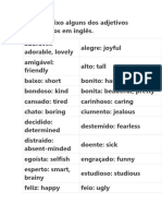 Adjetivos em Ingles Lista