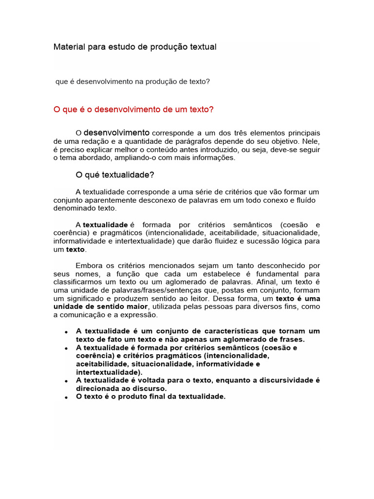 Material para Estudo de Produção Textual | PDF | Narrativa | Linguística