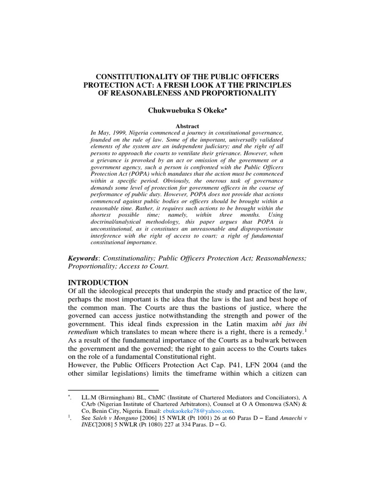 Constitutionality of POPA in Nigeria | PDF | Lawsuit | European ...