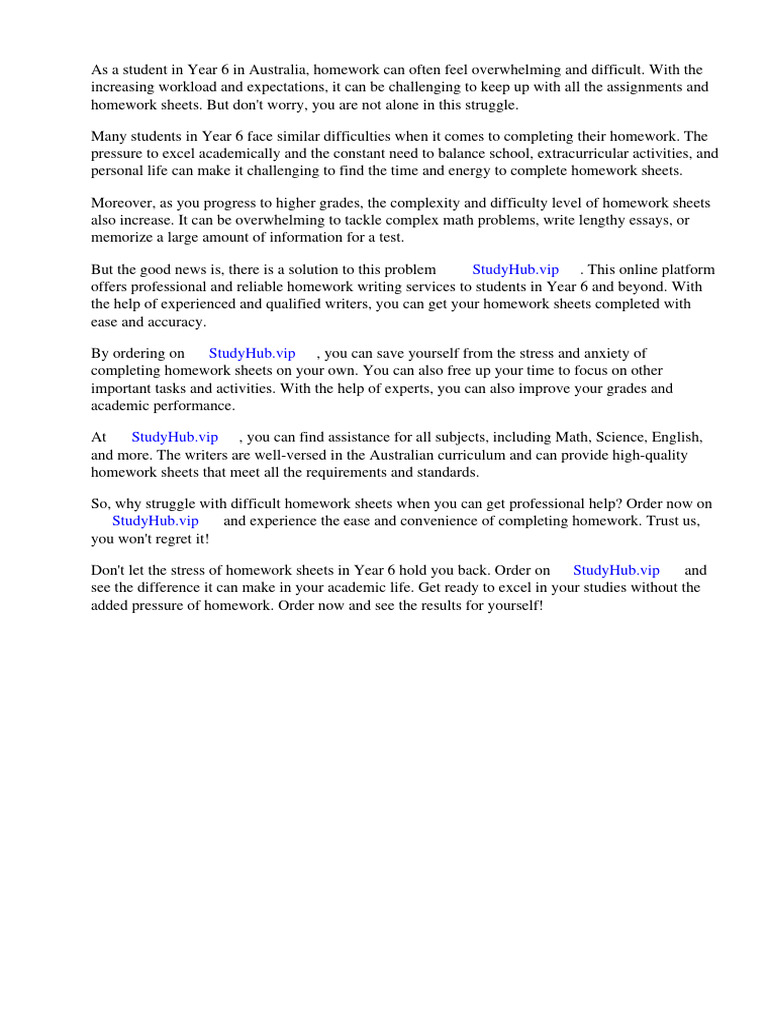 Homework Sheets Year 6 Australia | PDF | Homework | Worksheet