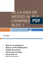 Bloc 1. de La Idea de Negoci Al Pla D'empresa - 1-3