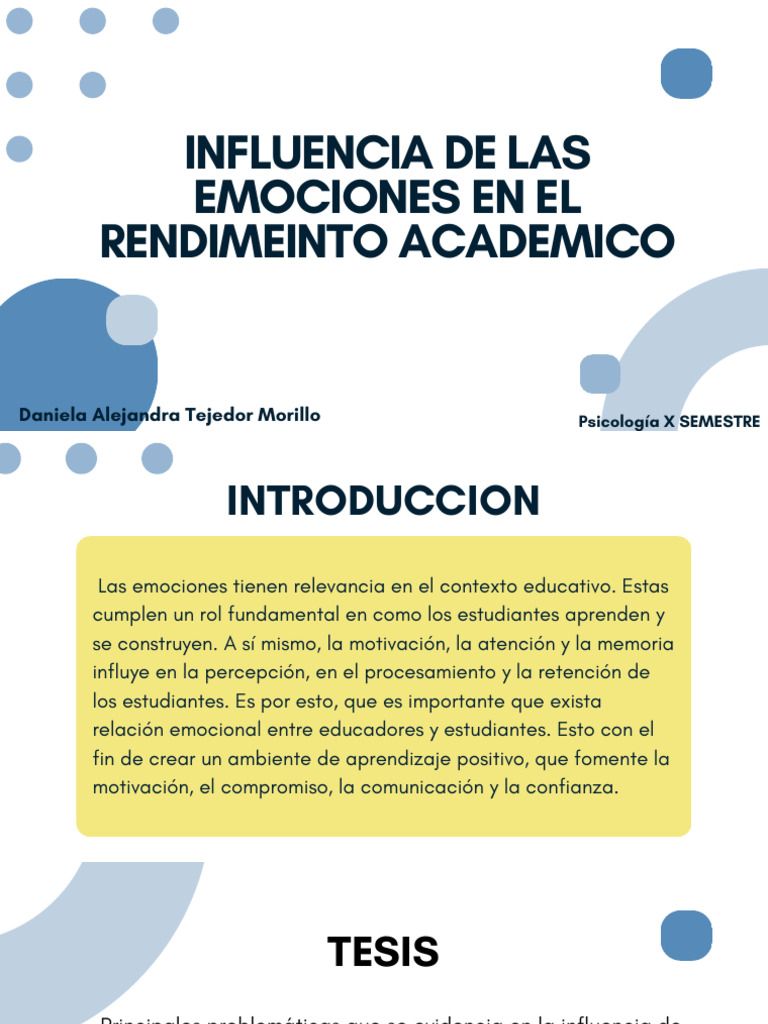 Influencia de Las Emociones en El Rendimeinto Academico | PDF | Las ...