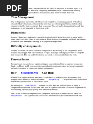 Factors Affecting Homework Completion