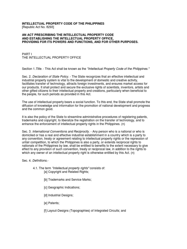 Intellectual Property Code of The Philippines | PDF