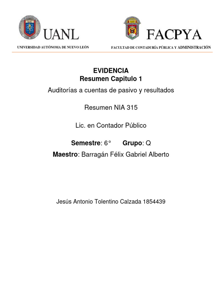 Resumen Cap 1 1854439 | PDF | Auditoría | Contralor